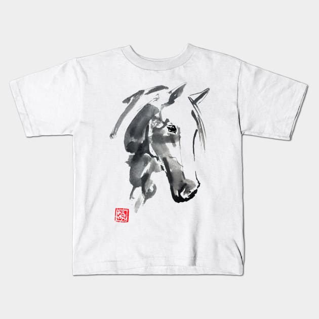 horse head 05 Kids T-Shirt by pechane